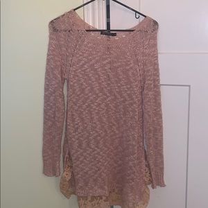 LF pink sweater with lace detailing